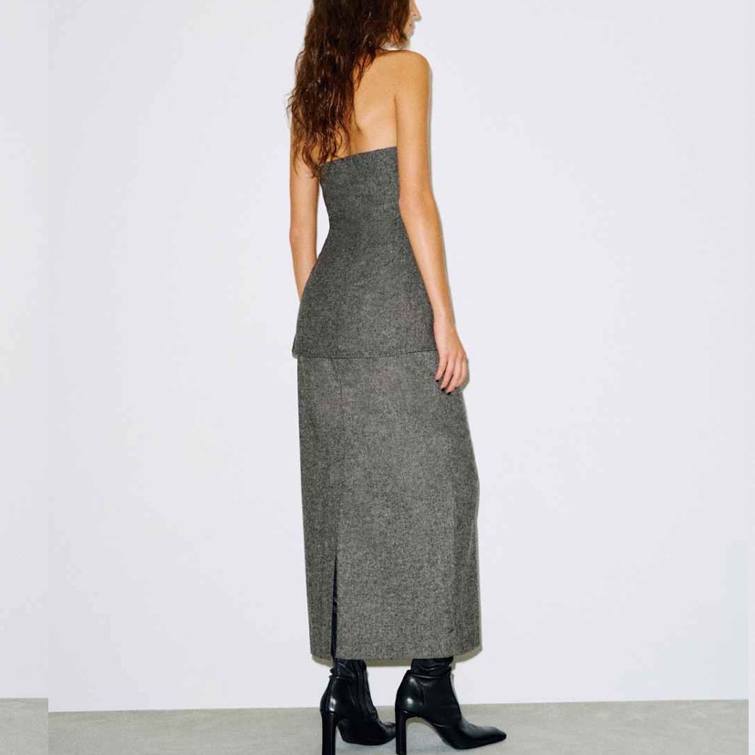 Reformation Lydia Skirt Charcoal Wool